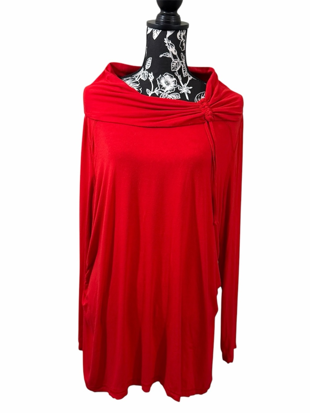 Zenergy by Chico's Red‎ Off-Shoulder Knot Front Top